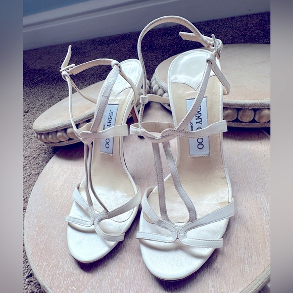 Jimmy Choo Shoes - Jimmy Choo Strappy Bramley Heels ✨ White Leather ✨ Size 36/US 5.5/6